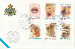 E 702) San Marino 2002 Mi# 2044-49: Glückwunsch-Marken, Gesichter Mit Unterschiedl. Mimik, Kommunikation - Autres & Non Classés