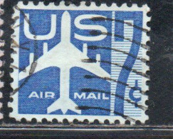 USA STATI UNITI 1958 AIRMAIL AIR MAIL POSTA AEREA SILHOUTTE OF JET AIRLINER CENT 7c USED USATO OBLITERE' - 2a. 1941-1960 Usados