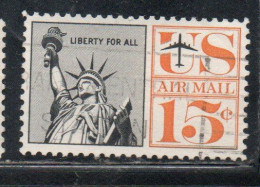 USA STATI UNITI 1959 1967 AIRMAIL AIR MAIL POSTA AEREA STATUE OF LIBERTY STATUA DELLA LIBERTÀ CENT 15c USED USATO - 3a. 1961-… Afgestempeld
