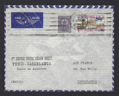 POSTE AÉRIENNE AVION AVIATION  1938 TUNIS CASABLANCA  1ère LIAISON - 1927-1959 Brieven & Documenten