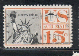 USA STATI UNITI 1959 1967 AIRMAIL AIR MAIL POSTA AEREA STATUE OF LIBERTY STATUA DELLA LIBERTÀ CENT 15c USED USATO - 3a. 1961-… Used