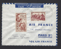 POSTE AÉRIENNE AVION AVIATION  1947 DAKAR PARIS  1ère LIAISON - 1927-1959 Covers & Documents