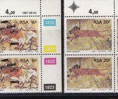 SOUTH AFRICA, 1987, MNH Control Block Of 4, Cave Paintings,  M 706-709 - Nuovi