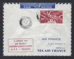 POSTE AÉRIENNE AVION AVIATION  1946 AEF FRANCE  1ère LIAISON - 1927-1959 Storia Postale