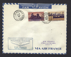 POSTE AÉRIENNE AVION AVIATION  1948 NOUMEA SAIGON 1ère LIAISON - 1927-1959 Lettres & Documents