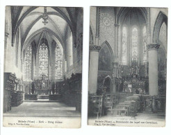 Melsele (Waas)  Kerk Binnenzicht  2 Kaarten  1910 - Beveren-Waas