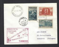 POSTE AÉRIENNE AVION AVIATION  1939 PARIS AVIATION POLOGNE - 1927-1959 Covers & Documents