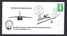 POSTE AÉRIENNE AVION AVIATION  1993 PATROUILLE DE FRANCE Signature PILOTE - 1960-.... Lettres & Documents