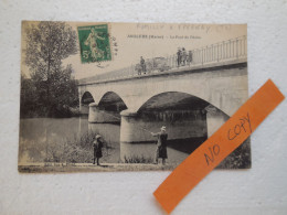 ANGLURE Le Pont De L'Aube, Animée Pêcheur, Edit. VVE PLOYE, Marcophilie Convoyeur Romilly à Epernay 1916.CP13 - Anglure