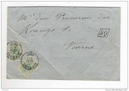 Lettre TP 45 X 2  DIXMUDE 1887 Vers FURNES - Boite Parallélogramme NQ  --  B3/621 - Rural Post