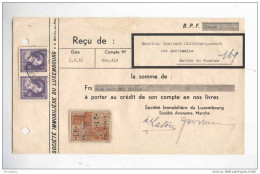 Reçu TP Col Ouvert MARCHE EN FAMENNE 1950 En Local - Entete Société Immobilière Du Luxembourg  --  B4/347 - 1936-1957 Offener Kragen