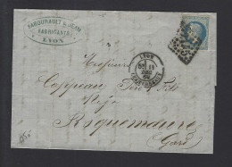 LETTRE 1869 N° 29 OBL LYON - 1849-1876: Classic Period