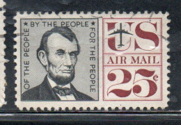 USA STATI UNITI 1959 1966 AIRMAIL AIR MAIL POSTA AEREA ABRAHAM LINCOLN CENT 25c USED USATO OBLITERE' - 2a. 1941-1960 Used