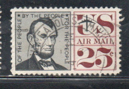 USA STATI UNITI 1959 1966 AIRMAIL AIR MAIL POSTA AEREA ABRAHAM LINCOLN CENT 25c USED USATO OBLITERE' - 2a. 1941-1960 Usados