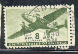 USA STATI UNITI 1941 1944 AIR MAIL AIRPLANE DOUGLAS DC-4 SKYMASTER PLANE AEROPLANO AEREO CENT 8c USED USATO OBLITERE' - 2a. 1941-1960 Usati