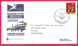 SUD AFRICA - FIRST FLIGHT SAL/SAA WITH B. 747B FROM JOHANNESBURG TO LONDON *10.12.71* ON OFFICIAL COVER - Luchtpost