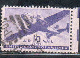 USA STATI UNITI 1941 1944 AIR MAIL AIRPLANE DOUGLAS DC-4 SKYMASTER PLANE AEROPLANO AEREO CENT 10c USED USATO OBLITERE' - 2a. 1941-1960 Usati