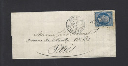 LETTRE 1868 N° 22 OBL  PARIS - 1849-1876: Periodo Classico