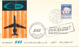 Denmark First SAS Caravelle Jet Flight Copenhagen - Zurich 2-4-1960 - Lettres & Documents