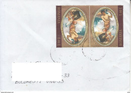 ROMANIA : PAINTING 2 Stamp Tete-beche On Cover Circulated As Domestic Letter #1042162468  - Registered Shipping! - Lettres & Documents