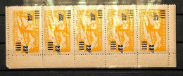 Algérie - 196a - Bande De 5 - Variété - Double Surcharge Dont Renversée - Colis Postaux - 1948 - MNH - Colis Postaux