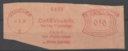 Deutsches Reich Briefstück Mit Freistempel Hannover 1931 Curt R Vincentz Verlag - Frankeermachines