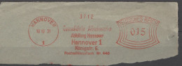 Deutsches Reich Briefstück Mit Freistempel Hannover 1931 Consolidirte Alkaliwerke - Máquinas Franqueo