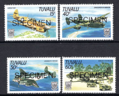 Tuvalu 1985 World War II Aircraft - SPECIMEN - Set LHM (SG 329-332) - Tuvalu