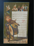 CHROMO  CHOCOLAT POULAIN    CHANT DU CAVALIER      AU DOS CALENDRIER DE 1883  (10,5 X 6,5 Cms) - Petit Format : ...-1900