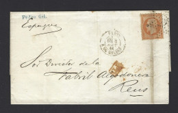 LETTRE 1866 N° 23 Obl PARIS  Pour L' ESPAGNE - 1849-1876: Periodo Clásico