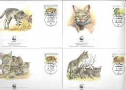 Lybia, Libia, Libya 1997; Felis Silvestris Lybica, Complete Series 4 FDC. - Chats Domestiques