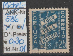 1935 - PORTUGAL - FM/DM "Alles Für Die Nation" 25 C Blau - O Gestempelt - S.Scan  (port 586o 01-06) - Oblitérés