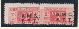 1947 Italia Italy Trieste A  PACCHI POSTALI 3 Lire MNH** Varietà Sovrastampa Fortemente Spostata Parcel Post - Pacchi Postali/in Concessione