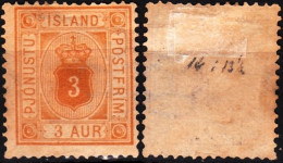 ICELAND / ISLAND Postage Due 1876 Figure In Oval. 3A, Perf 14:13 1/2, MH No Gum #1 - Servizio