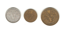 91/ Colonie Française : Afrique Occidentale Française : 1 Franc 1948 - 5 Francs 1956 - 25 Francs 1956 - Frans-West-Afrika