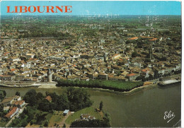Delcampe - LIBOURNE - Vue Aérienne - Carte Toilée - Libourne