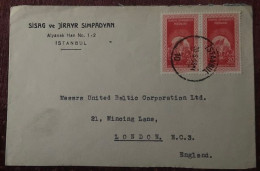 TURKEY,TURKEI,TURQUIE , ISTANBUL TO ENGLAND-LONDON,1953 COVER - Lettres & Documents