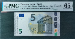 5 EURO SPAIN 2013 LAGARDE V016C5 VC SC FDS UNC. PERFECT PMG 65 EPQ NICE NUMBER - 5 Euro