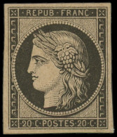 * FRANCE - Poste - 3f, Réimpression De 1862, Belles Marges: 20c. Noir - 1849-1850 Cérès