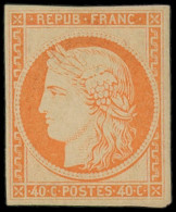 * FRANCE - Poste - 5g, Réimpression De 1862, Signé Roumet: 40c. Orange - 1849-1850 Cérès