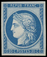 ** FRANCE - Poste - 8f, Réimpression De 1862, Signé: 20c. Bleu - 1849-1850 Cérès