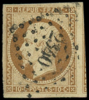 O FRANCE - Poste - 9a, Oblitération PC 2340, Signé Calves (amorce De Voisin à Droite): 10c. Bistre-brun - 1852 Luis-Napoléon