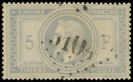 O FRANCE - Poste - 33, Oblitéré GC 5104 (Shanghaï), Signé Brun, Tb: 5f. Violet-gris - 1863-1870 Napoléon III Con Laureles