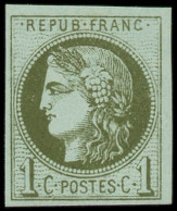 ** FRANCE - Poste - 39B, Report 2, Signé Scheller, Belles Marges: 1c. Olive - 1870 Uitgave Van Bordeaux