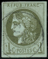 O FRANCE - Poste - 39B, Report 2, Obl Cachet à Date: 1c. Olive - 1870 Bordeaux Printing