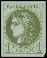 ** FRANCE - Poste - 39C, Report 3, Signé Scheller Et Roumet, Belles Marges: 1c. Olive - 1870 Bordeaux Printing