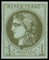 ** FRANCE - Poste - 39Ca, Report 3, Signé Scheller (point De Couleur D'origine): 1c. Olive Clair - 1870 Bordeaux Printing