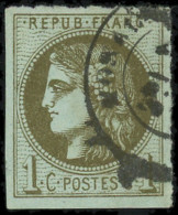 O FRANCE - Poste - 39Cc, Report 3, Obl Cachet à Date: 1c. Olive Bronze - 1870 Uitgave Van Bordeaux