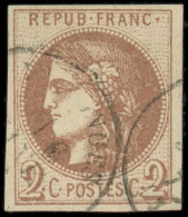 O FRANCE - Poste - 40A, Report 1, Cad, Signé Scheller, Tb: 2c. Chocolat Clair - 1870 Uitgave Van Bordeaux