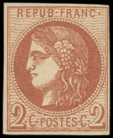 * FRANCE - Poste - 40B, Report 2, Signé Scheller, Tb: 2c. Brun-rouge - 1870 Uitgave Van Bordeaux